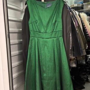 Retro Green Satin Retro A-Line Sheath Dress ModCloth